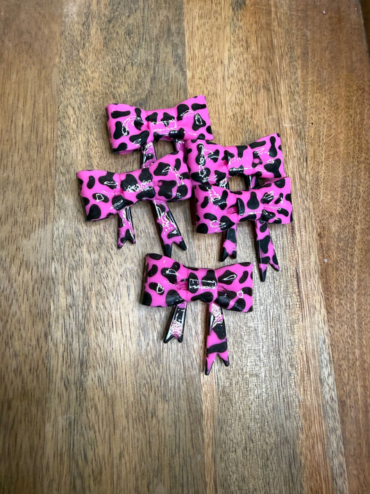 Pink chunky cowprint topper / 5 count