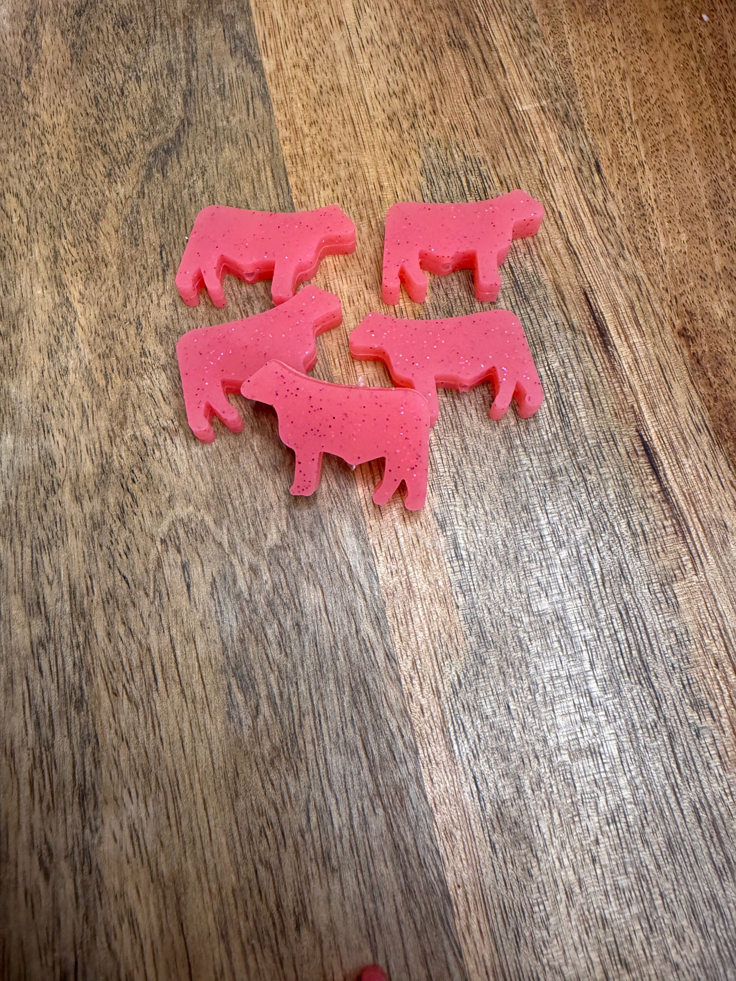 Pink glitter cow focal - 5 count
