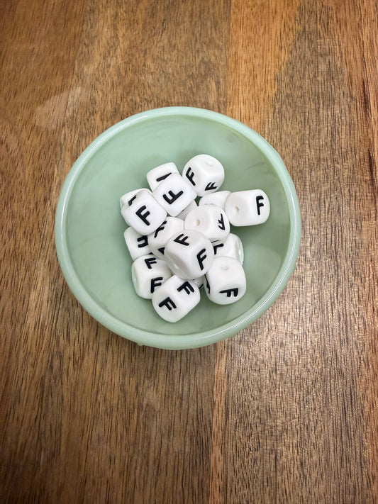Letter F block bead - 40 count