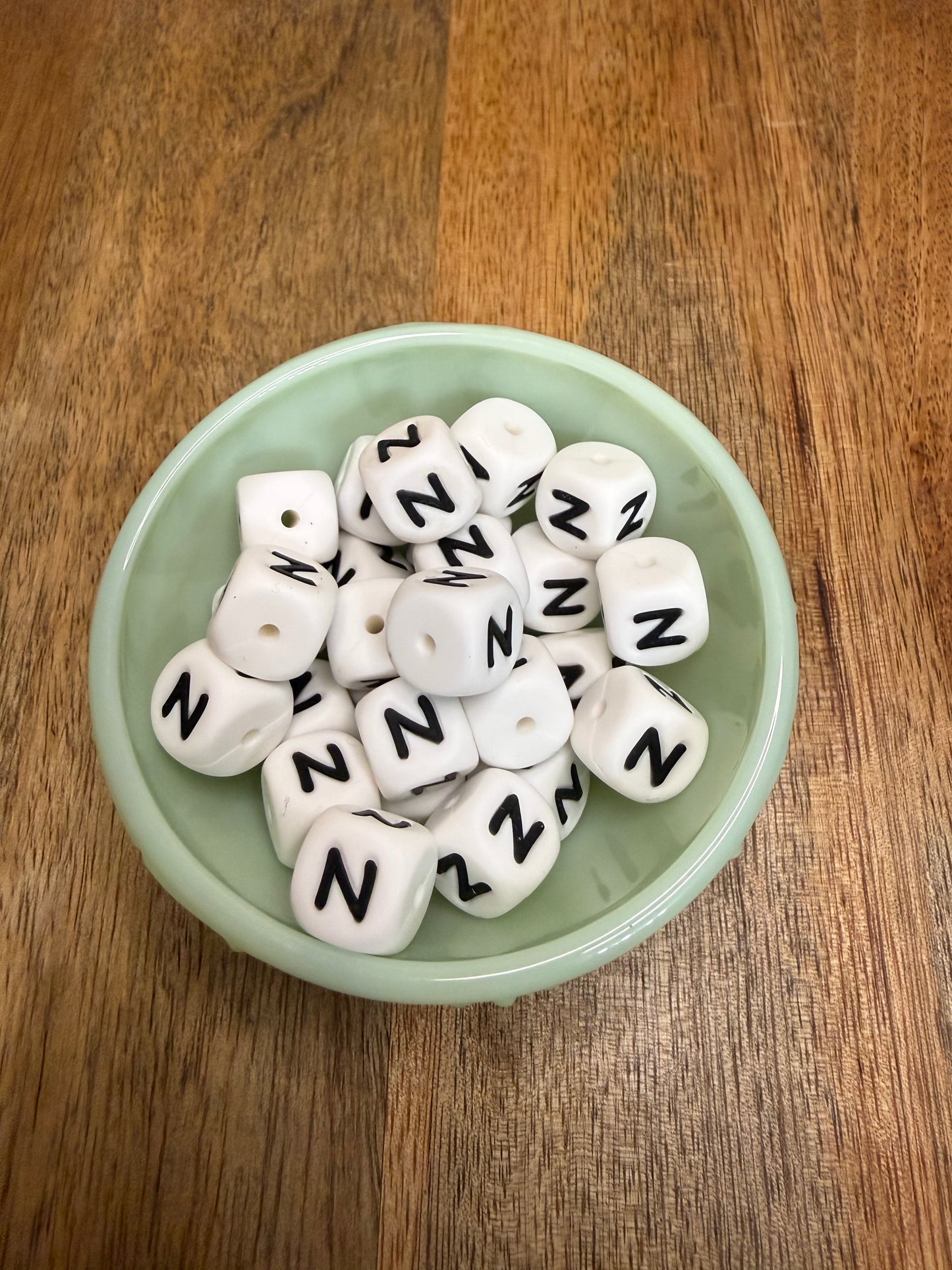 Letter N block bead - 40 count