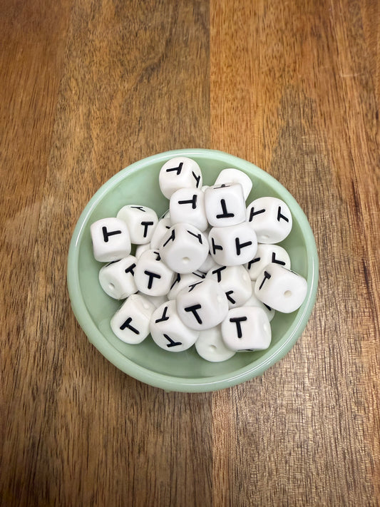 Letter T block bead - 40 count