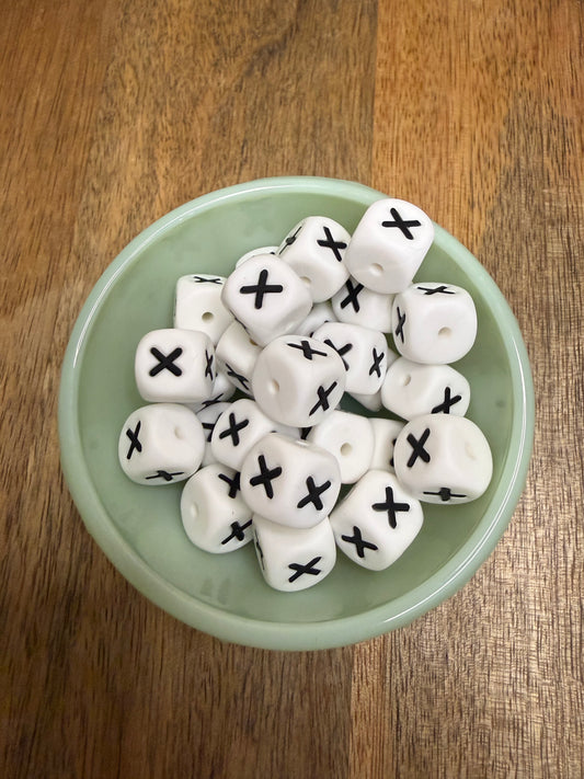 Letter X block bead - 20 count