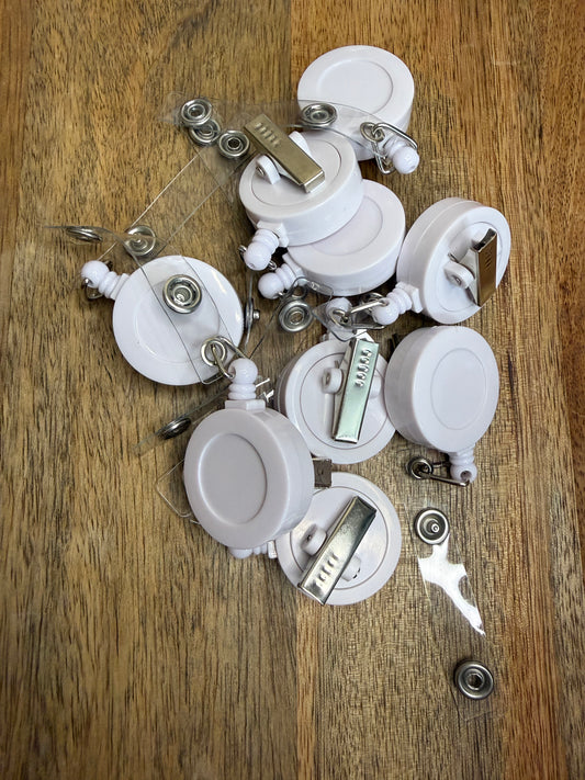 White badge reels - 5 count