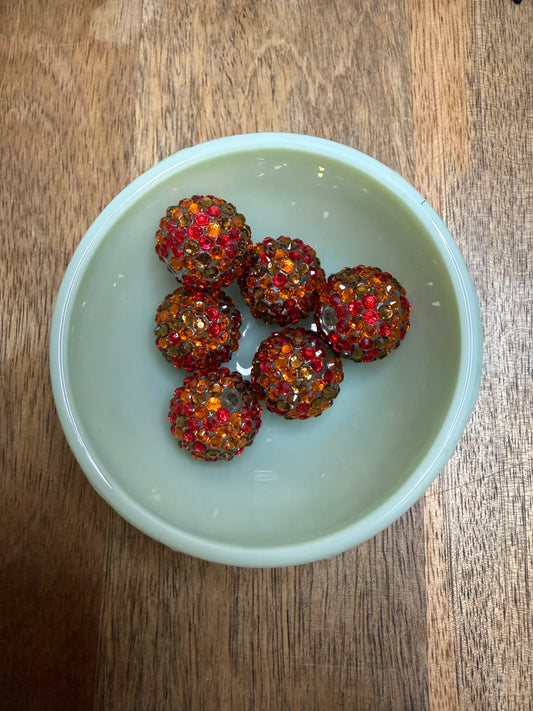 Orange/red 20mm rhinestone - 1 count