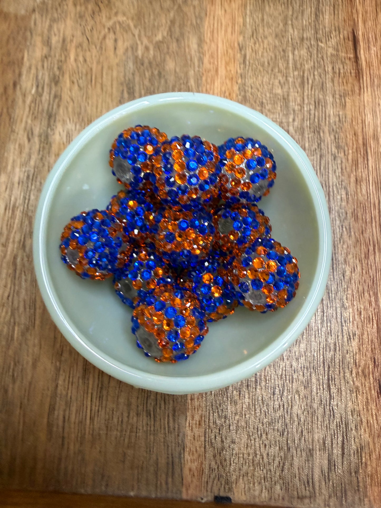 Orange/blue 20mm rhinestone - 1 count